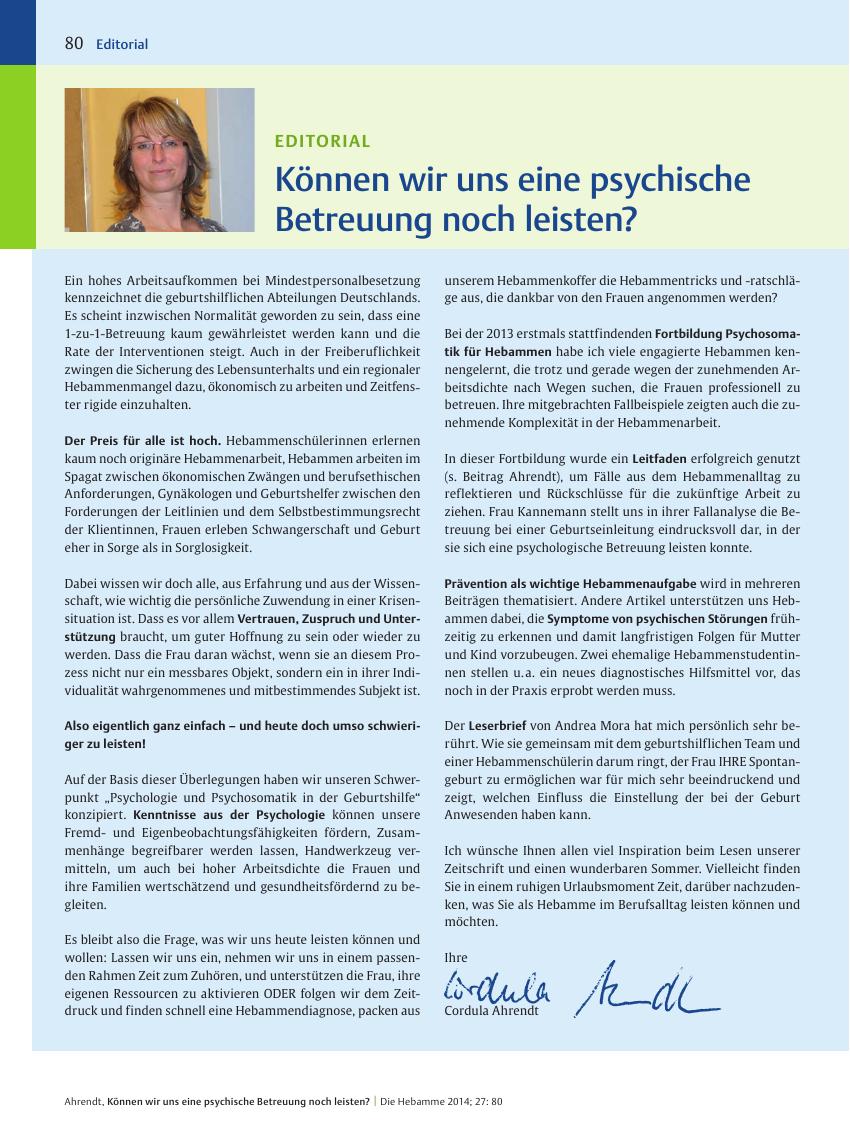 Vorschauseite 1: Können wir uns eine psychische Betreuung noch leisten?