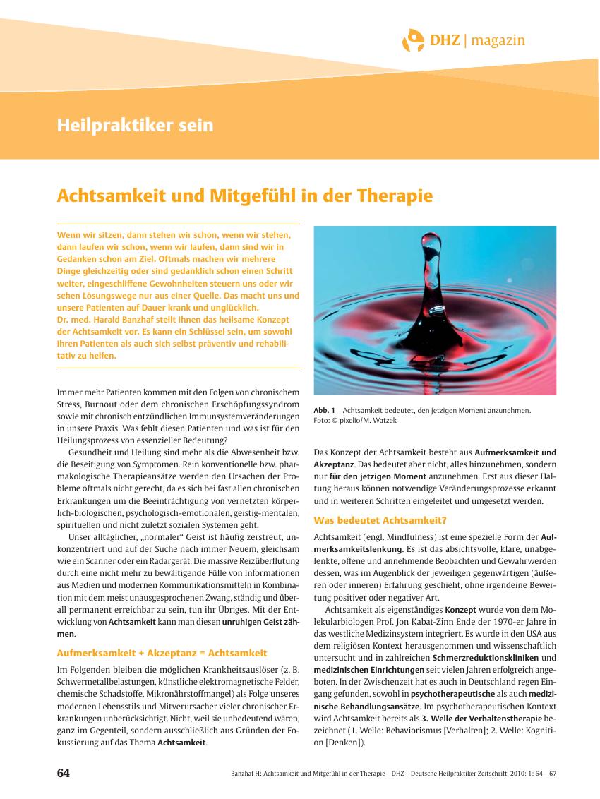 Vorschauseite 1: Achtsamkeit und Mitgefühl in der Therapie