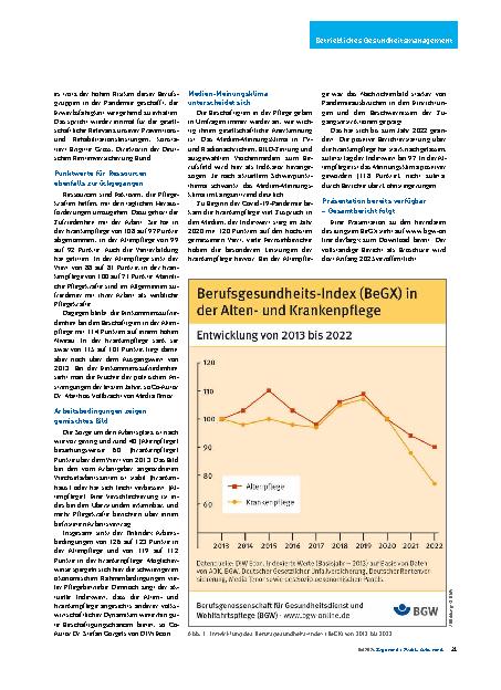 Vorschauseite 2: BGF: Berufsgesundheits-Index Pflege durch Covid-19-Pandemie erneut auf Tiefstand