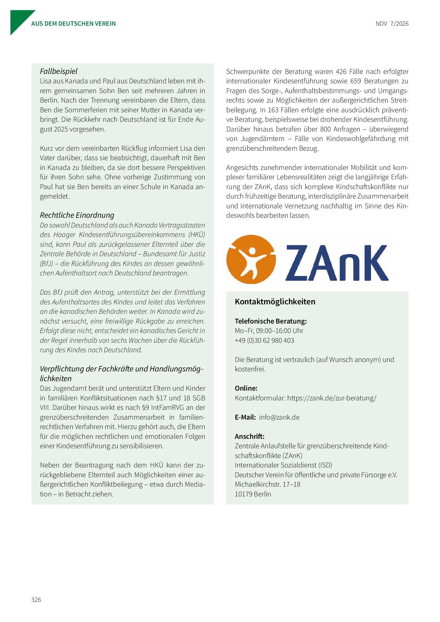 Vorschauseite 2: ZAnK – 15 Jahre Zentrale Anlaufstelle für grenzüberschreitende Kindschaftskonflikte (ZAnK) – Kurzvorstellung für Fachkräfte der Kinder- und Jugendhilfe