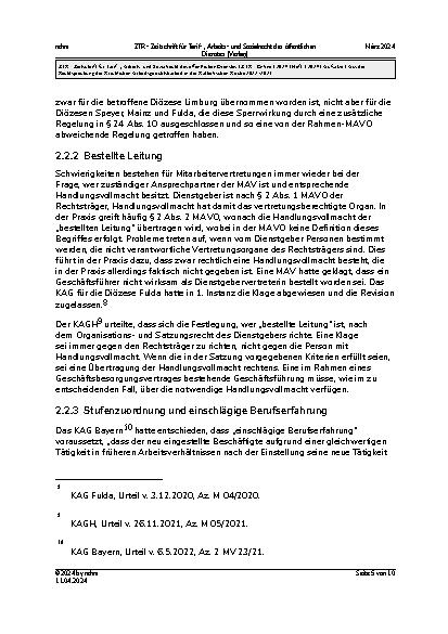 Vorschauseite 5: Aus der Rechtsprechung der Kirchlichen Arbeitsgerichtsbarkeit in der Katholischen Kirche 2022 – 2023