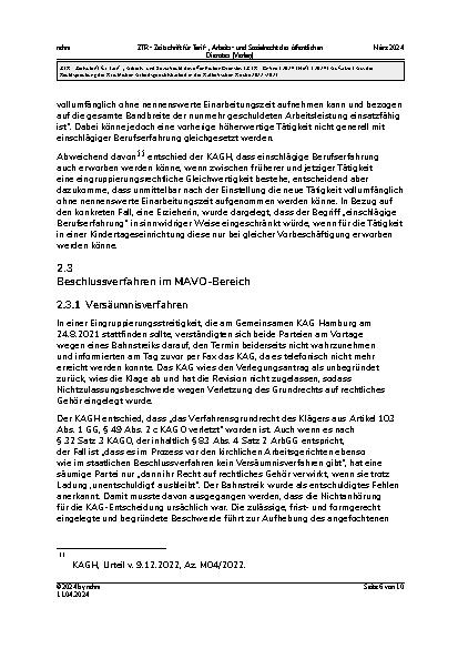 Vorschauseite 6: Aus der Rechtsprechung der Kirchlichen Arbeitsgerichtsbarkeit in der Katholischen Kirche 2022 – 2023
