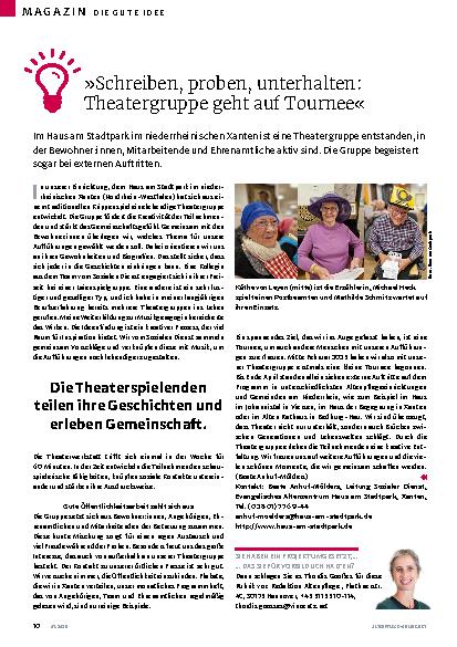 Vorschauseite 1: »Schreiben, proben, unterhalten: Theatergruppe geht auf Tournee«
