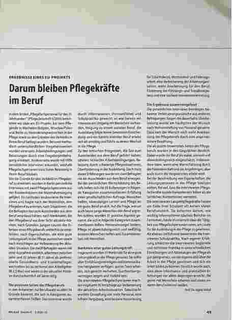 Vorschauseite 2: Deshalb bleiben Pflegekräfte im Beruf.
