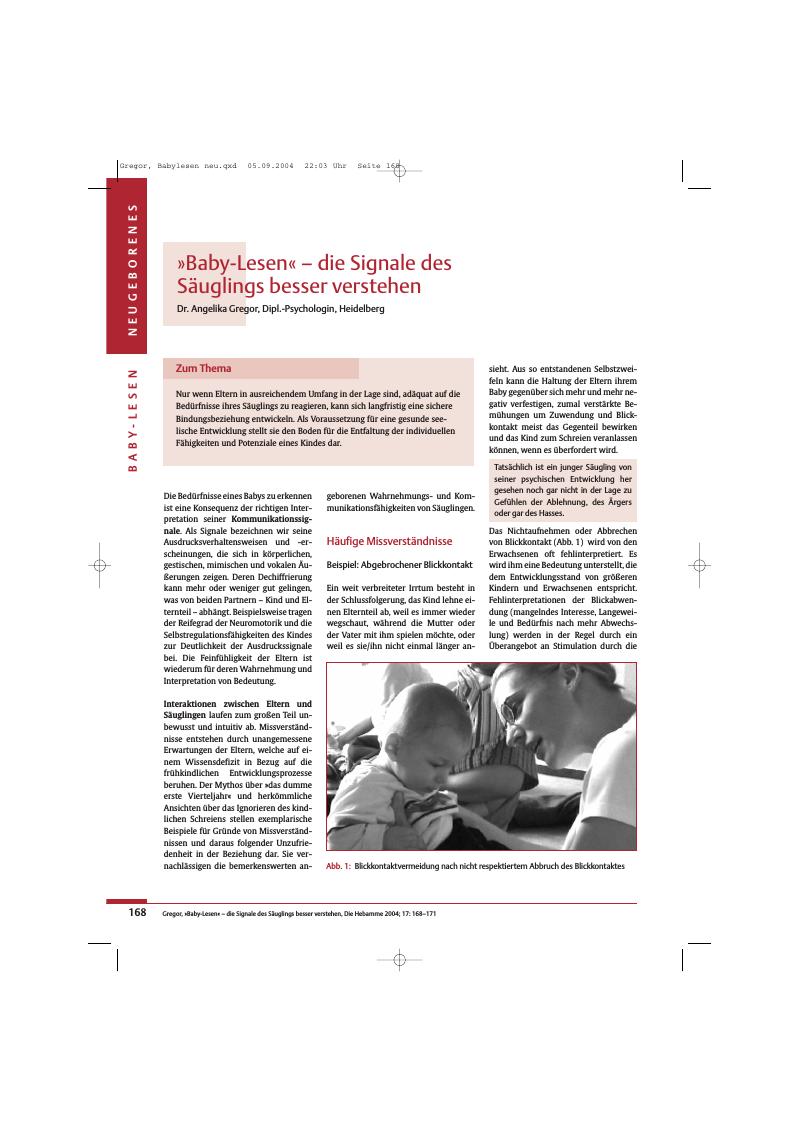 Vorschauseite 1: »Baby-Lesen« - die Signale des Säuglings besser verstehen