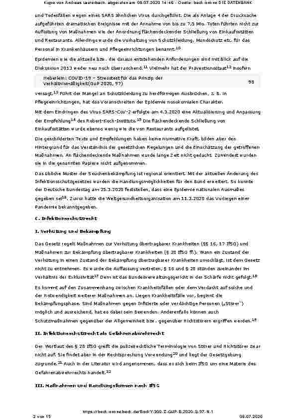 Vorschauseite 2: COVID-19 – Stresstest für das Prinzip der Verhältnismäßigkeit