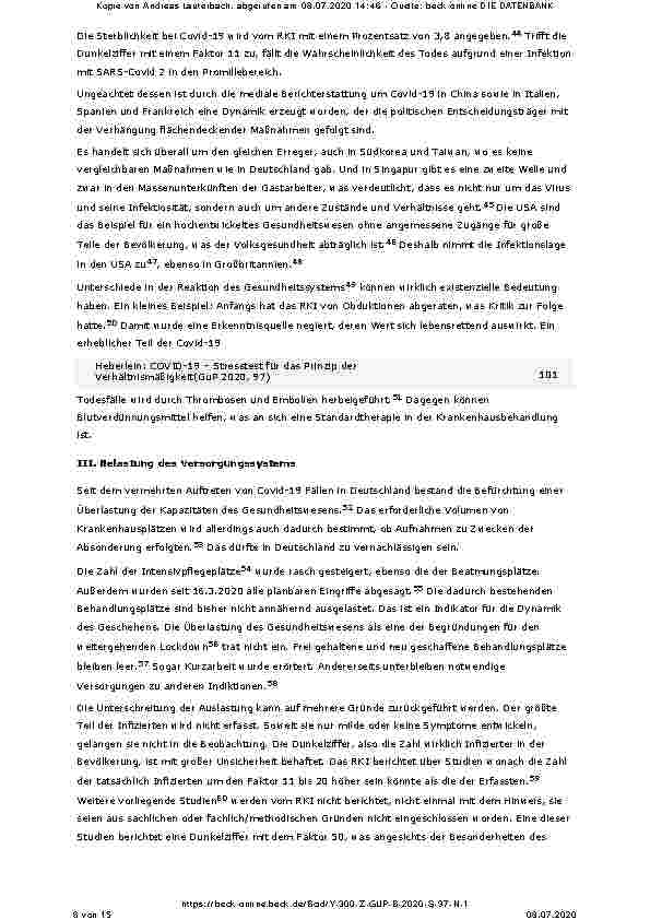 Vorschauseite 6: COVID-19 – Stresstest für das Prinzip der Verhältnismäßigkeit