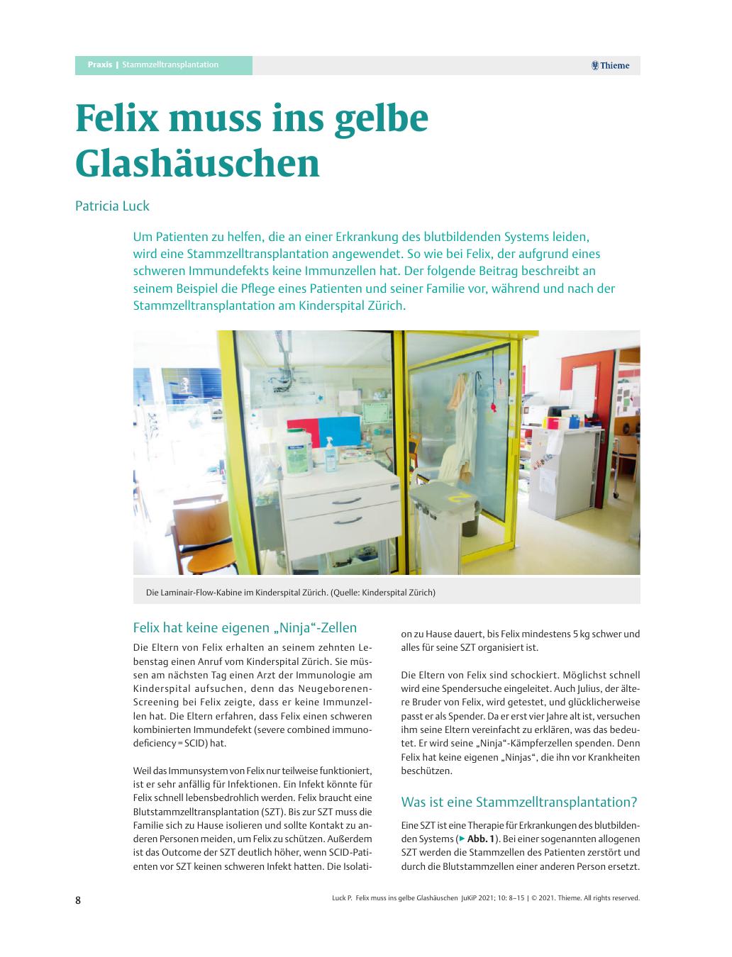 Vorschauseite 1: Felix muss ins gelbe Glashäuschen.