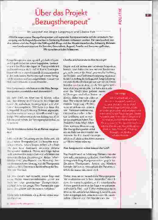 Vorschauseite 2: Über das Projekt „Bezugstherapeut“ Im Gespräch mit Jürgen Langemeyer und Claudia Pott