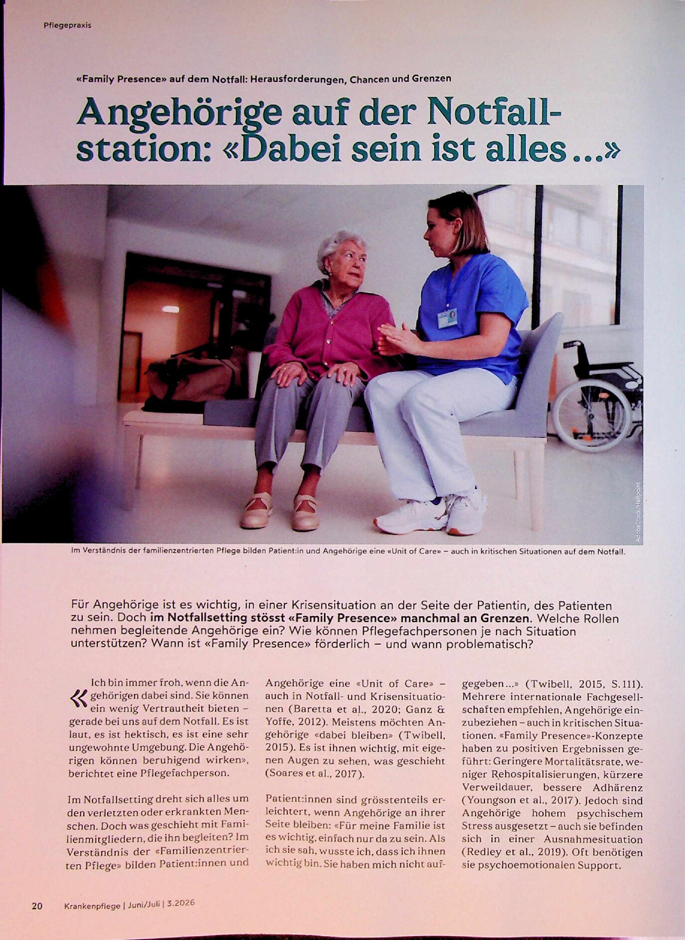 Vorschauseite 1: Angehörige auf der Notfallstation: «Dabei sein ist alles..«»