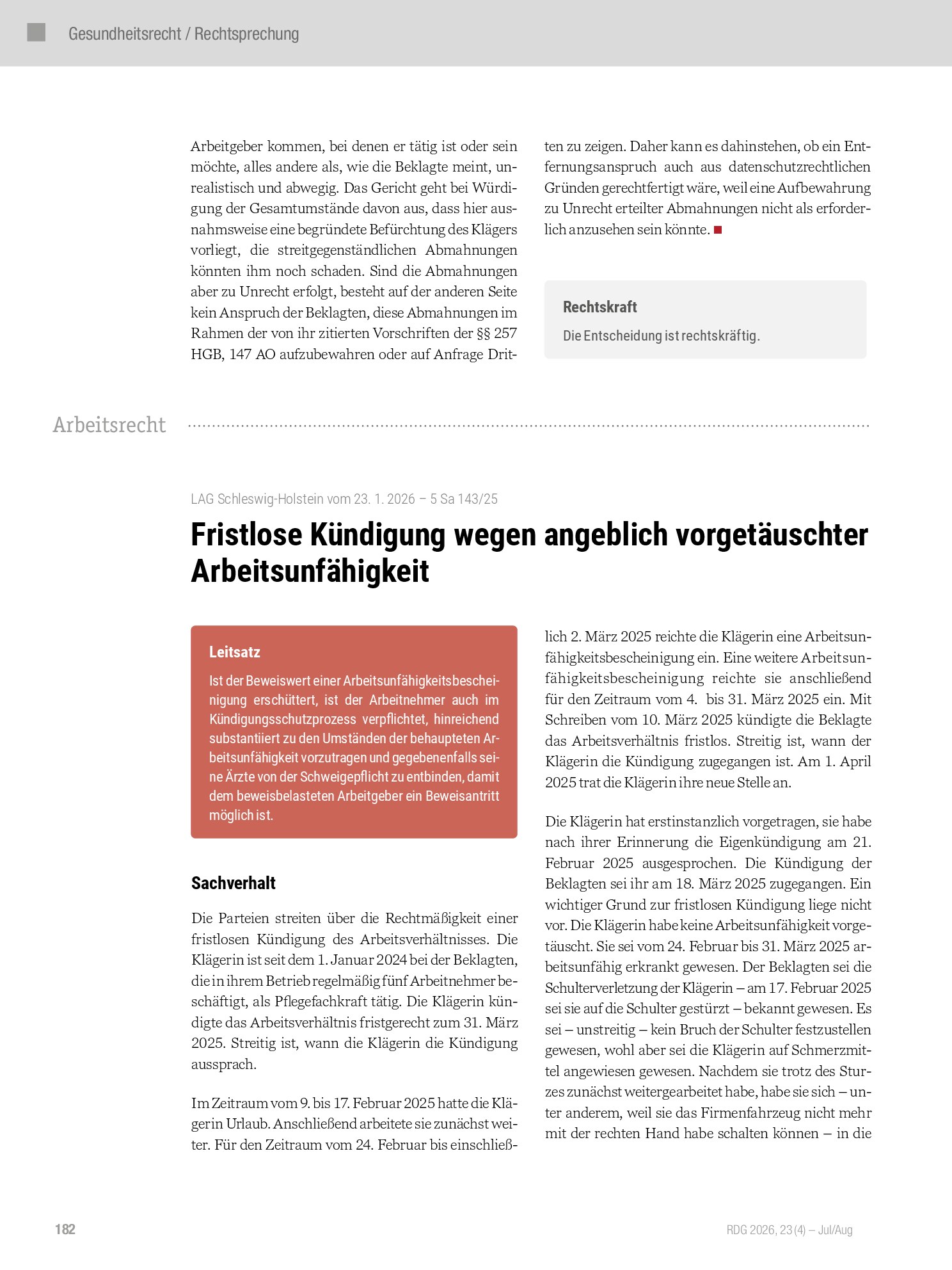 Vorschauseite 3: Entfernung von Abmahnungen aus der Personalakte nach Beendigung des Arbeitsvertrages
