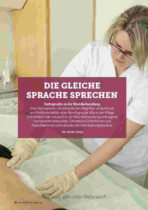 Vorschauseite 1: DIE GLEICHE SPRACHE SPRECHEN Fachsprache in der Wundbehandlung