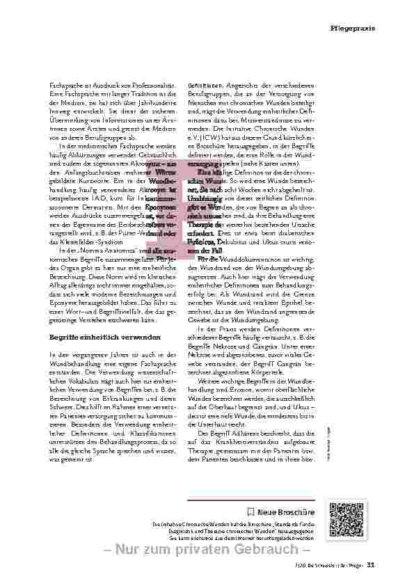 Vorschauseite 2: DIE GLEICHE SPRACHE SPRECHEN Fachsprache in der Wundbehandlung