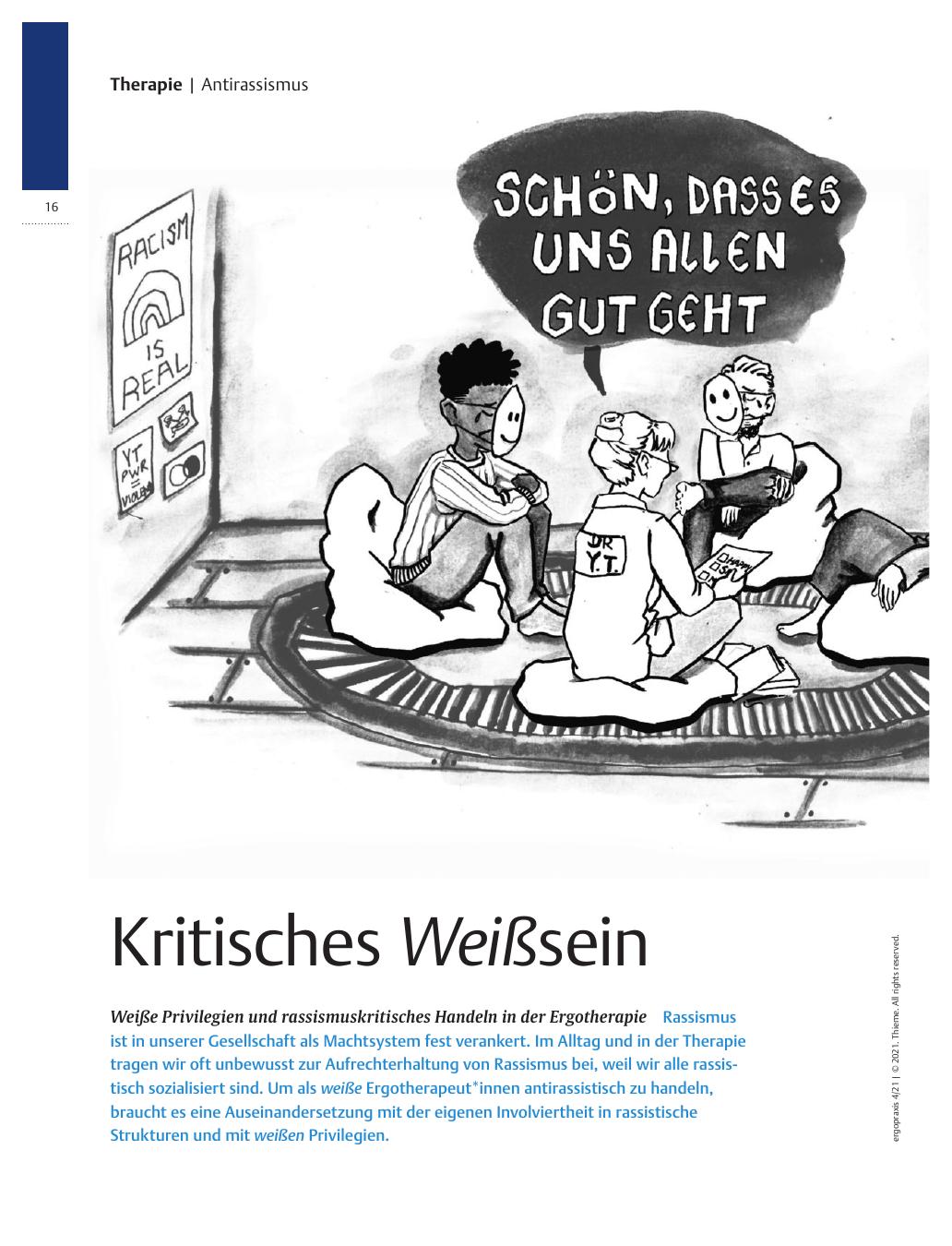 Vorschauseite 1: Kritisches Weißsein? Weiße Privilegien und rassismuskritisches Handeln in der Ergotherapie
