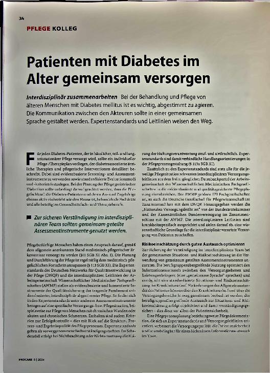 Vorschauseite 1: Patienten mit Diabetes im Alter gemeinsam versorgen