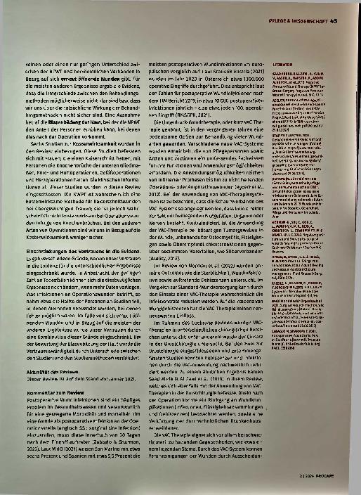 Vorschauseite 2: Cochrane Pflegeforum: Verbände mit Unterdruck für geschlossene Operationswunden