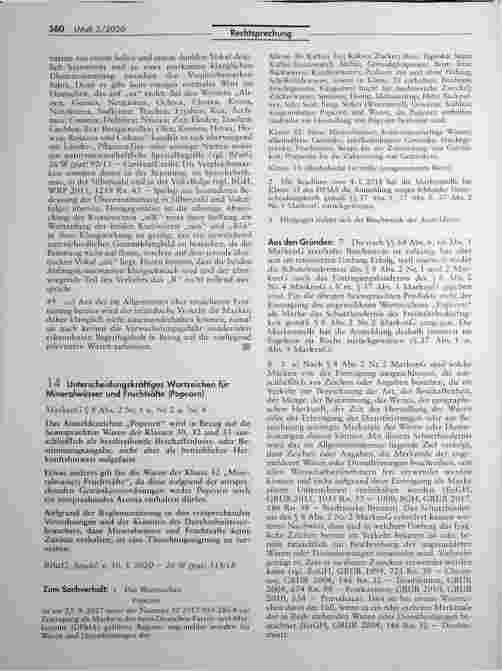 Vorschauseite 6: Verwechslungsgefahr zwischen Wort-/Bildmarken für Getränke ("Rea" und "nea").