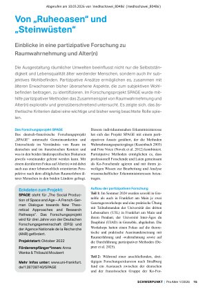 Vorschauseite 2: Von „Ruheoasen“ und „Steinwüsten“ Einblicke in eine partizipative Forschung zu Raumwahrnehmung und Alter(n)