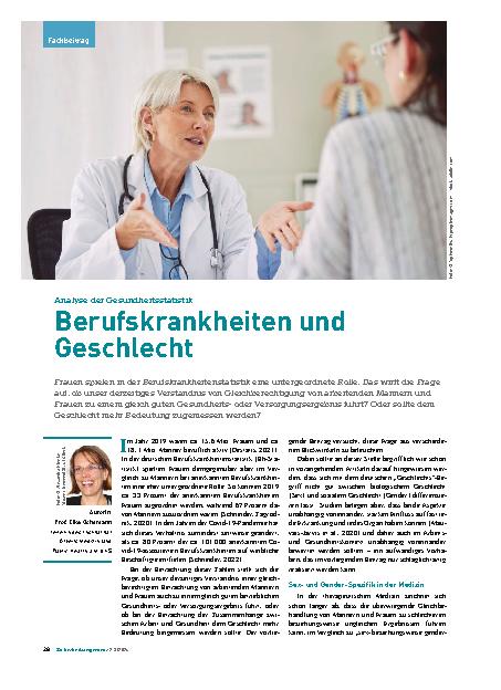 Vorschauseite 1: Analyse der Gesundheitsstatistik: Berufskrankheiten und Geschlecht