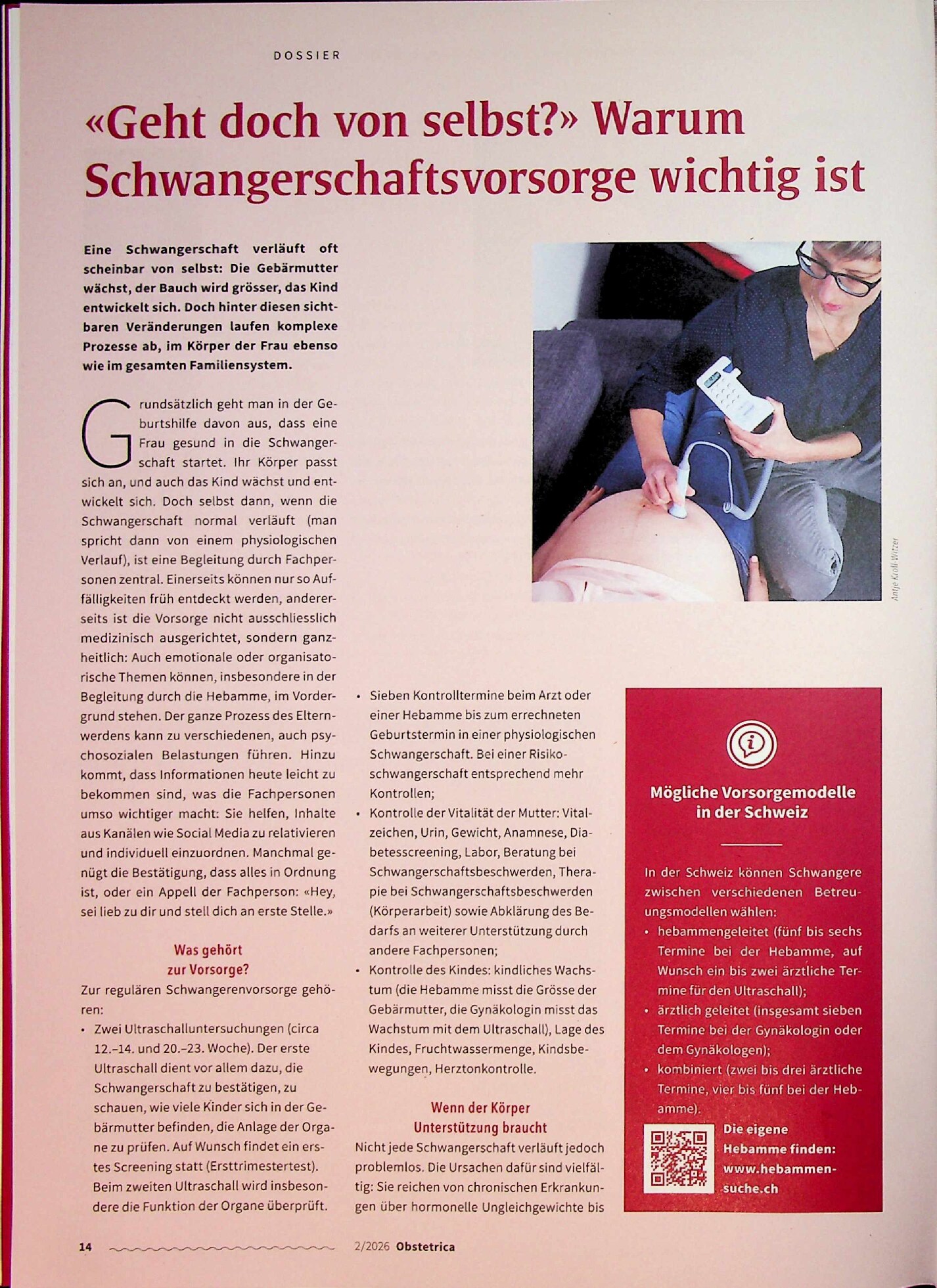 Vorschauseite 1: «Geht doch von selbst?» Warum Schwangerschaftsvorsorge wichtig ist