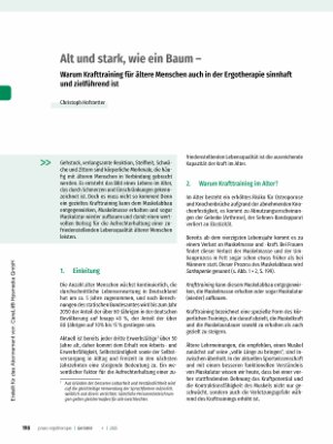 Vorschauseite 1: Alt und stark, wie ein Baum - Warum Krafttraining für ältere Menschen auch in der Ergotherapie sinnhaft und zielführend ist