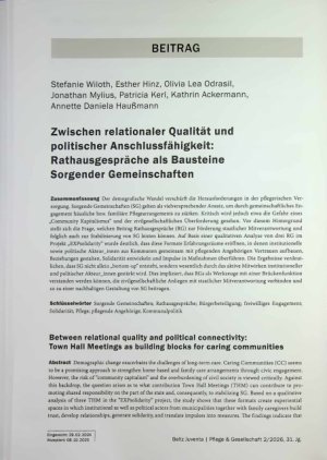 Vorschauseite 1: Zwischen relationaler Qualität und politischer Anschlussfähigkeit: Rathausgespräche als Bausteine Sorgender Gemeinschaften