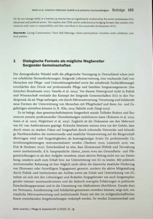Vorschauseite 2: Zwischen relationaler Qualität und politischer Anschlussfähigkeit: Rathausgespräche als Bausteine Sorgender Gemeinschaften