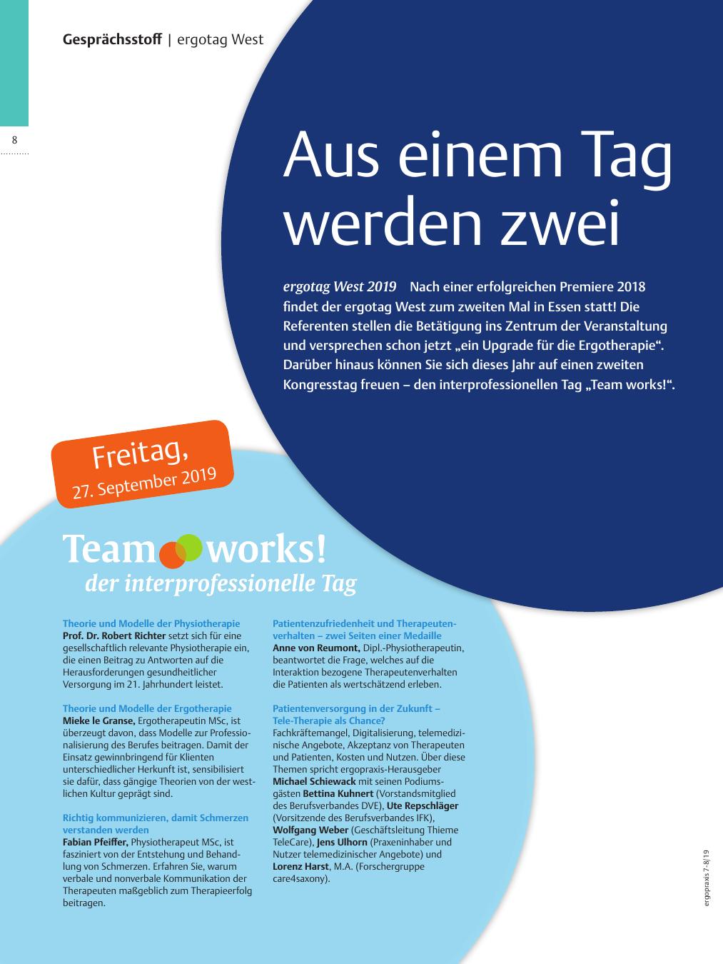 Vorschauseite 1: Aus einem Tag werden zwei ? ergotag West 2019