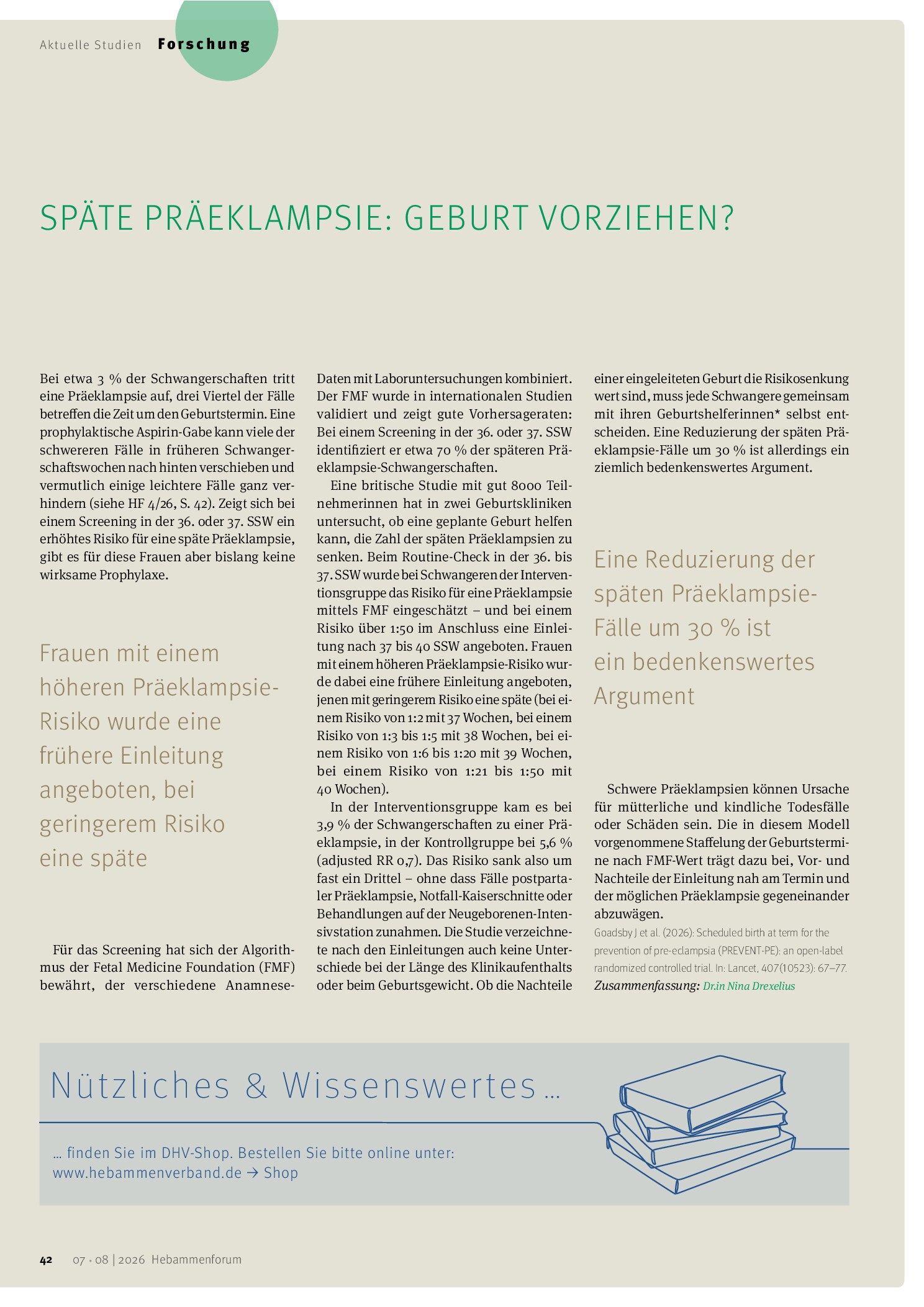 Vorschauseite 1: Späte Präeklampsie: Geburt vorziehen?