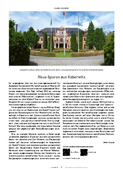 Vorschauseite 1: Neue Spuren aus Kobierwitz