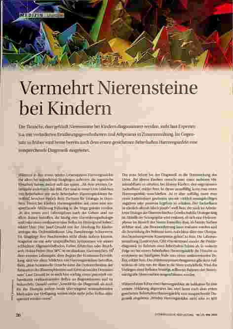Vorschauseite 1: Vermehrt Nierensteine bei Kindern