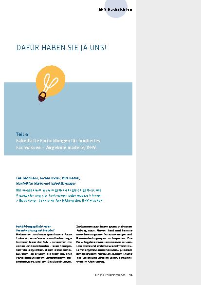 Vorschauseite 1: Dafür haben sie ja uns Teil 6 Fabelhafte Fortbildungen für fundiertes Fachwissen – Angebote made by DHV. Correction: Dafür haben sie ja uns Teil 6 fabelhafte Fortbildungen für fun…