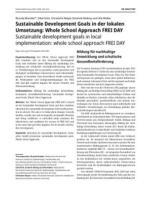 Vorschauseite 1: Sustainable Development Goals in der lokalen Umsetzung: Whole School Approach FREI DAY