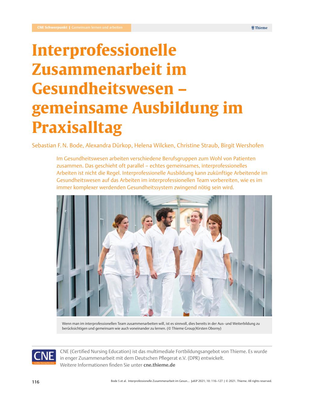 Vorschauseite 1: Interprofessionelle Zusammenarbeit im Gesundheitswesen – gemeinsame Ausbildung im Praxisalltag