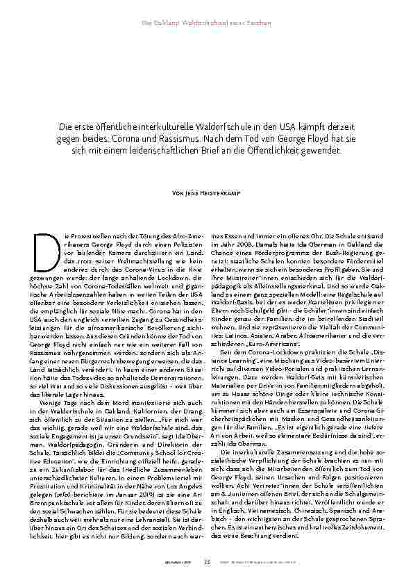 Vorschauseite 1: Die Oakland Waldorfschule setzt Zeichen.