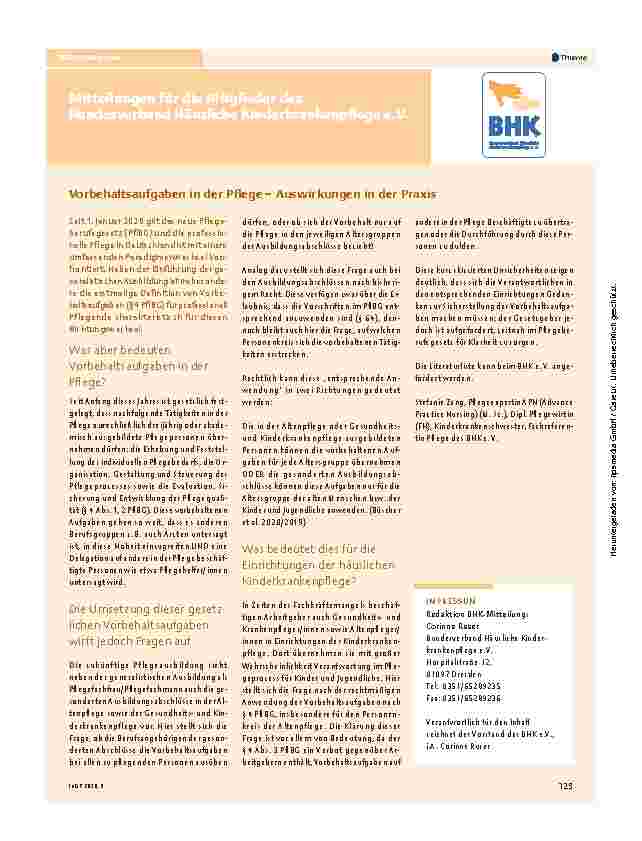Vorschauseite 1: Vorbehaltsaufgaben in der Pflege – Auswirkungen in der Praxis