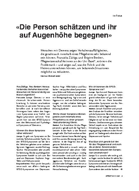 Vorschauseite 1: "Die Person schätzen und ihr auf Augenhöhe begegnen"