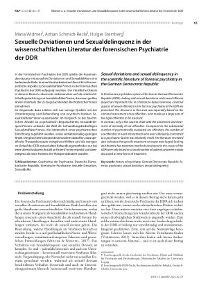 Vorschauseite 1: Sexuelle Deviationen und Sexualdelinquenz in der wissenschaftlichen Literatur der forensischen Psychiatrie der DDR