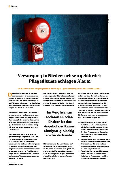 Vorschauseite 1: Versorgung in Niedersachsen gefährdet: Pflegedienste schlagen Alarm