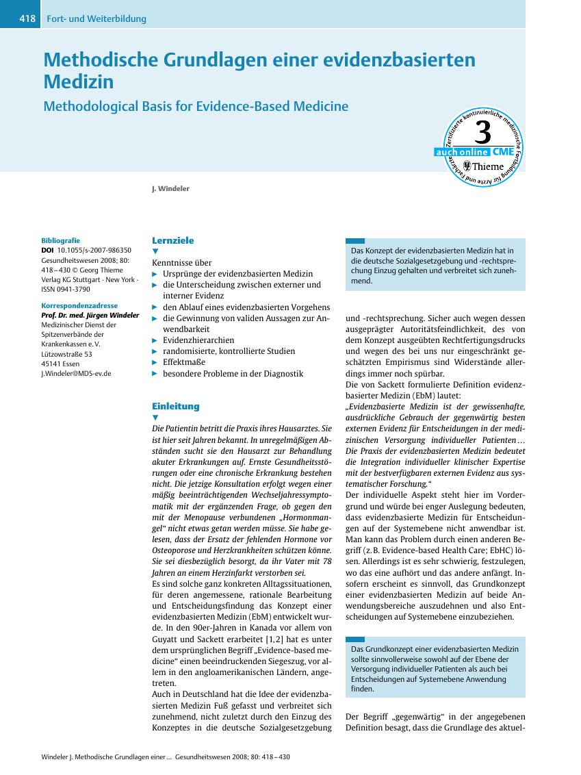 Vorschauseite 1: Methodische Grundlagen einer evidenzbasierten Medizin