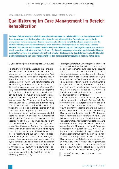 Vorschauseite 1: Qualifizierung im Case Management im Bereich Rehabilitation