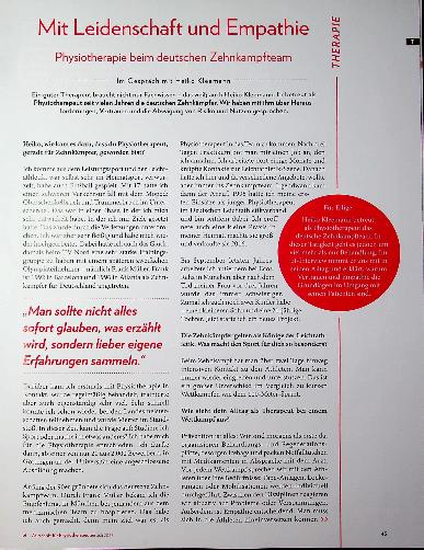 Vorschauseite 2: Mit Leidenschaft und Empathie Physiotherapie beim deutschen Zehnkampfteam