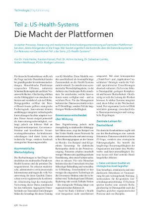 Vorschauseite 1: Teil 2: US-Health-Systems. Die Macht der Plattformen