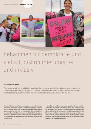 Vorschauseite 1: Hebammen für Demokratie und Vielfalt, diskriminierungsfrei und inklusiv
