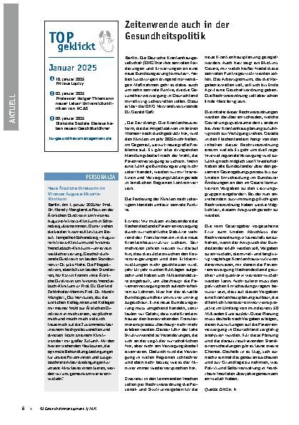 Vorschauseite 1: Zeitenwende auch in der Gesundheitspolitik
