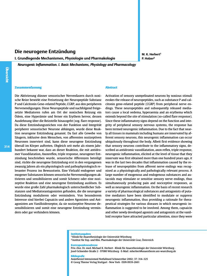 Vorschauseite 1: Die neurogene Entzündung