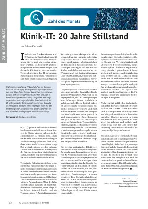 Vorschauseite 1: Klinik-IT: 20 Jahre Stillstand