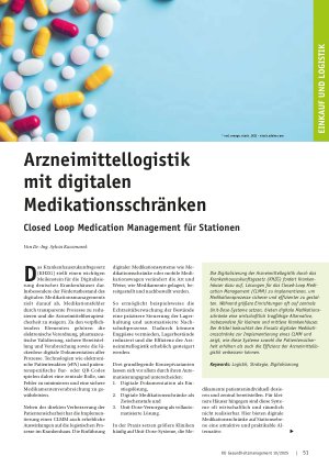 Vorschauseite 1: Arzneimittellogistik mit digitalen Medikationsschränken Closed Loop Medication Management für Stationen