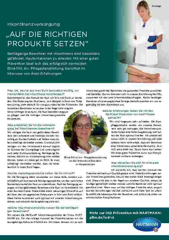 Vorschauseite 1: Inkontinenzversorgung „AUF DIE RICHTIGEN PRODUKTE SETZEN“