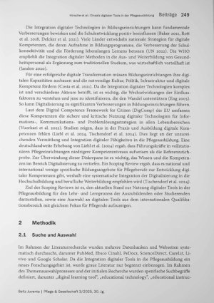 Vorschauseite 3: Einsatz digitaler Tools in der Pflegeausbildung in Deutschland: Ein Scoping Review zu technologischen Anwendungen zur Unterstützung und Optimierung des Lernprozesses von Auszubild…